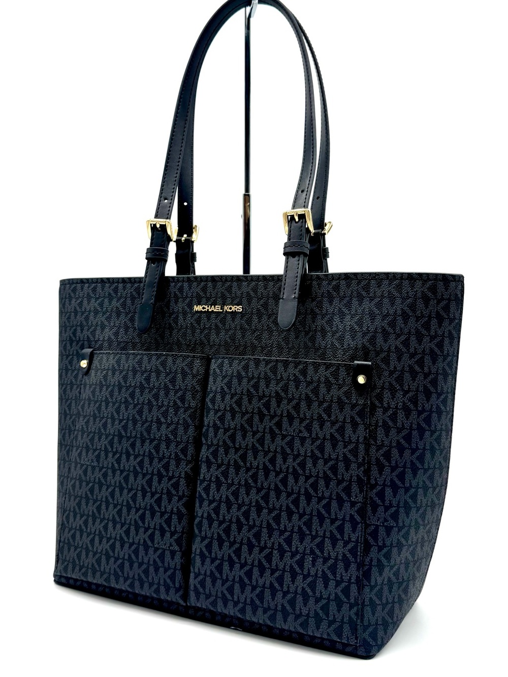 Michael Kors Jet Set Medium Pocket Tote Bag Black Multi